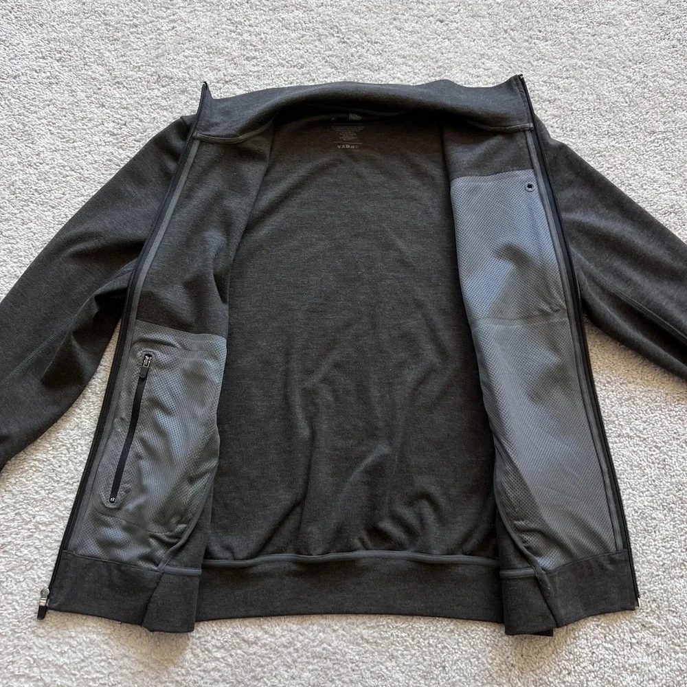 Mack Weldon Atlas Jacket Mens L Brown Full Zip Stand Collar Knit Athletic Casual